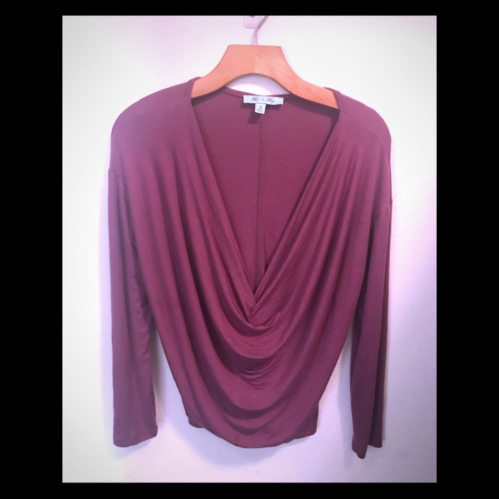 Draped long sleeved purple/mauve shirt
